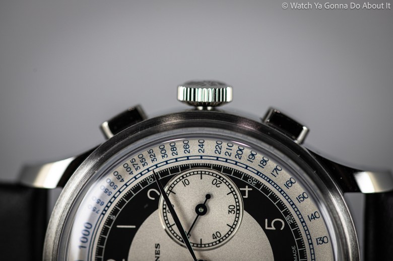 Thanks to elongated, subtly curved lugs, the watch also wears slightly larger than you might expect, meaning it's going to appear nigh on perfect on just about anyone's wrist. 5 Reasons Why The Longines Heritage Classic Chronograph Tuxedo Is A Major Player In The One Watch Collection Game