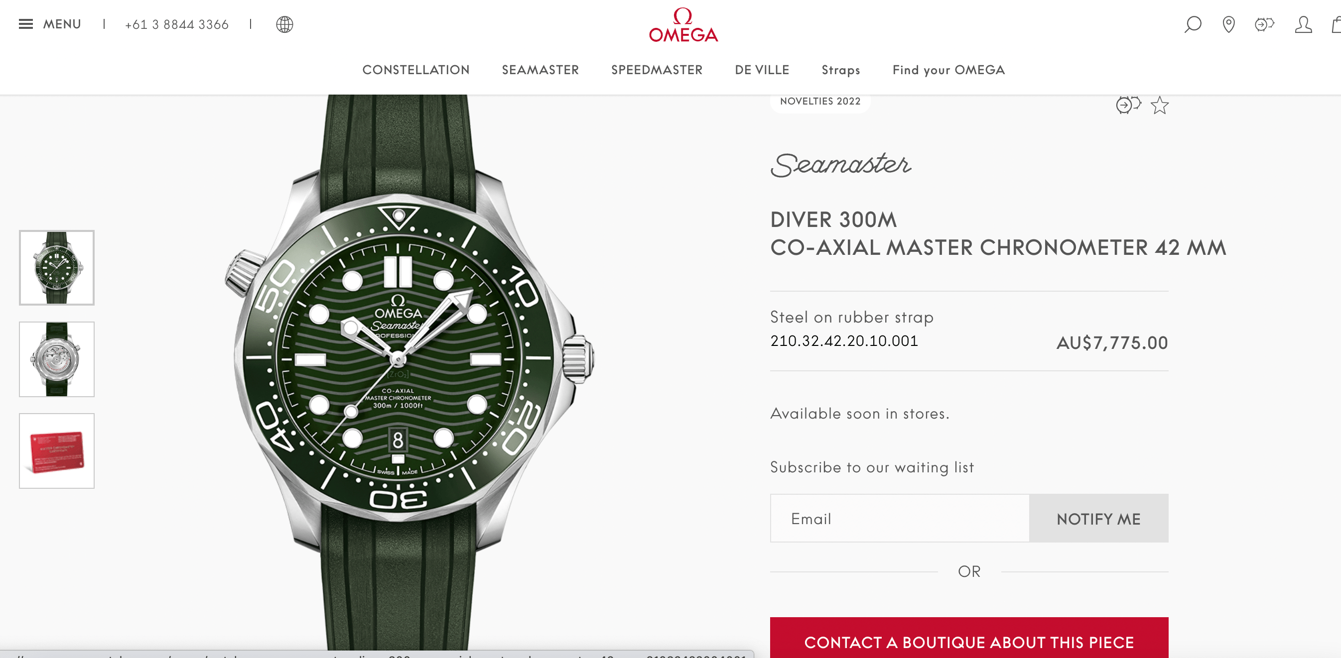 New Omega Seamaster Diver 300M Green 